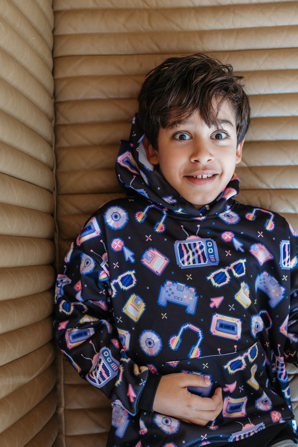 Memphis Retro Rush Hoodie - Retro Gaming Hoodie for Boys