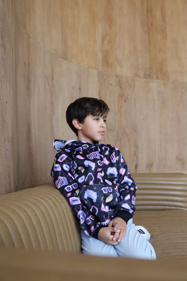 Memphis Retro Rush Hoodie - Retro Gaming Hoodie for Boys