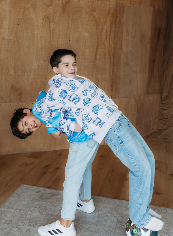 Memphis Tech Flow Zip Hoodie Blue - Tech Hoodie for Boys