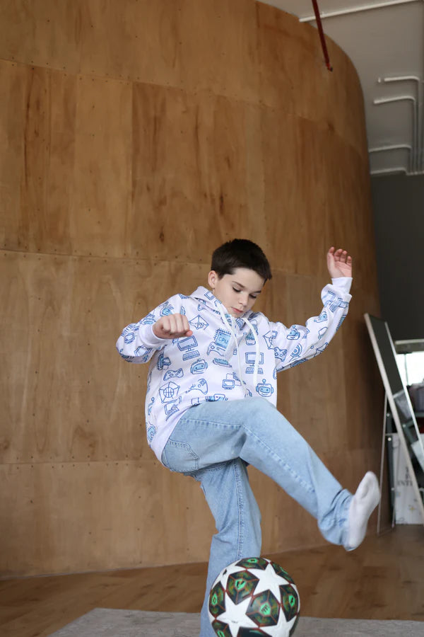 Memphis Tech Flow Zip Hoodie Blue - Tech Hoodie for Boys