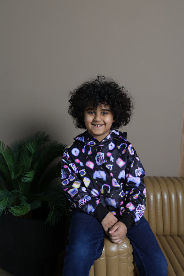 Memphis Retro Rush Hoodie - Retro Gaming Hoodie for Boys
